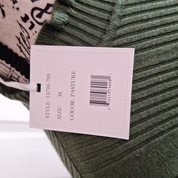 SIONI Green Mock Neck Long Sleeve  Detail Sweater Sz M NWT - Picture 3 of 8